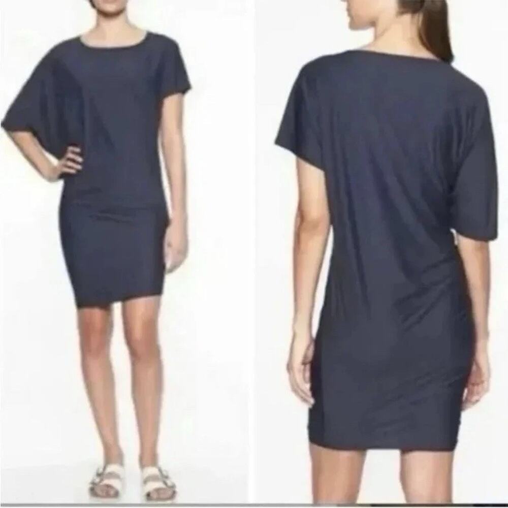 Athleta Dress XL Black Sunlover Hilo UPF Asymmetrical Hem Summer Coverup Lounge